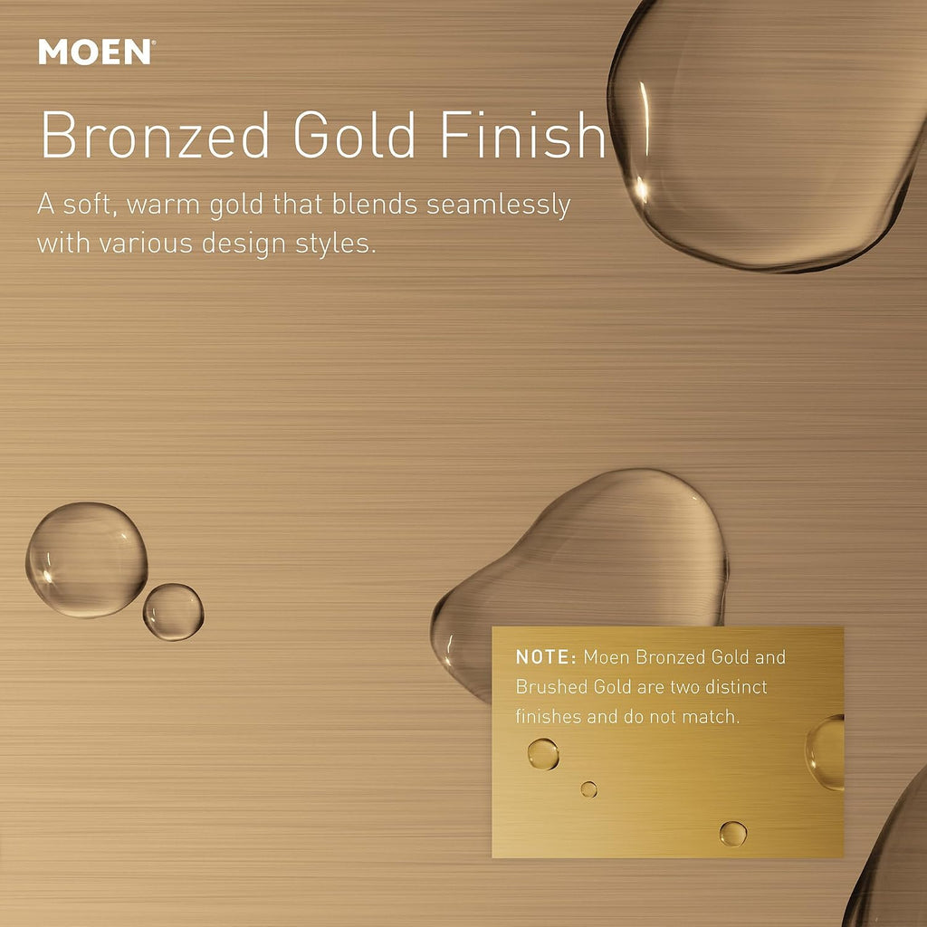 Moen Ronan Bronzed Gold Single-Handle Modern Shower Faucet with Square Handheld Rain Shower Spray Head Featuring Magnetix, Valve Included, 82023BZG
