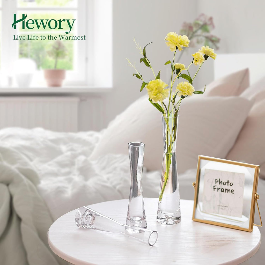 Hewory Glass Bud Vases for Centerpieces Set of 36, Handmade Modern Clear Small Skinny Decorative Single Flower Vase, Minimalist Slim Floral Vase for Home Wedding Party Events Table Decor, 9.64'