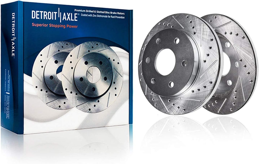 Detroit Axle - Brake Kit for Infiniti QX56 Nissan Pathfinder Armada Titan Drilled and Slotted Brake Rotors Ceramic Brakes Pads Front and Rear Replacement: 12.60' inch Front and 12.58' inch Rear Rotors