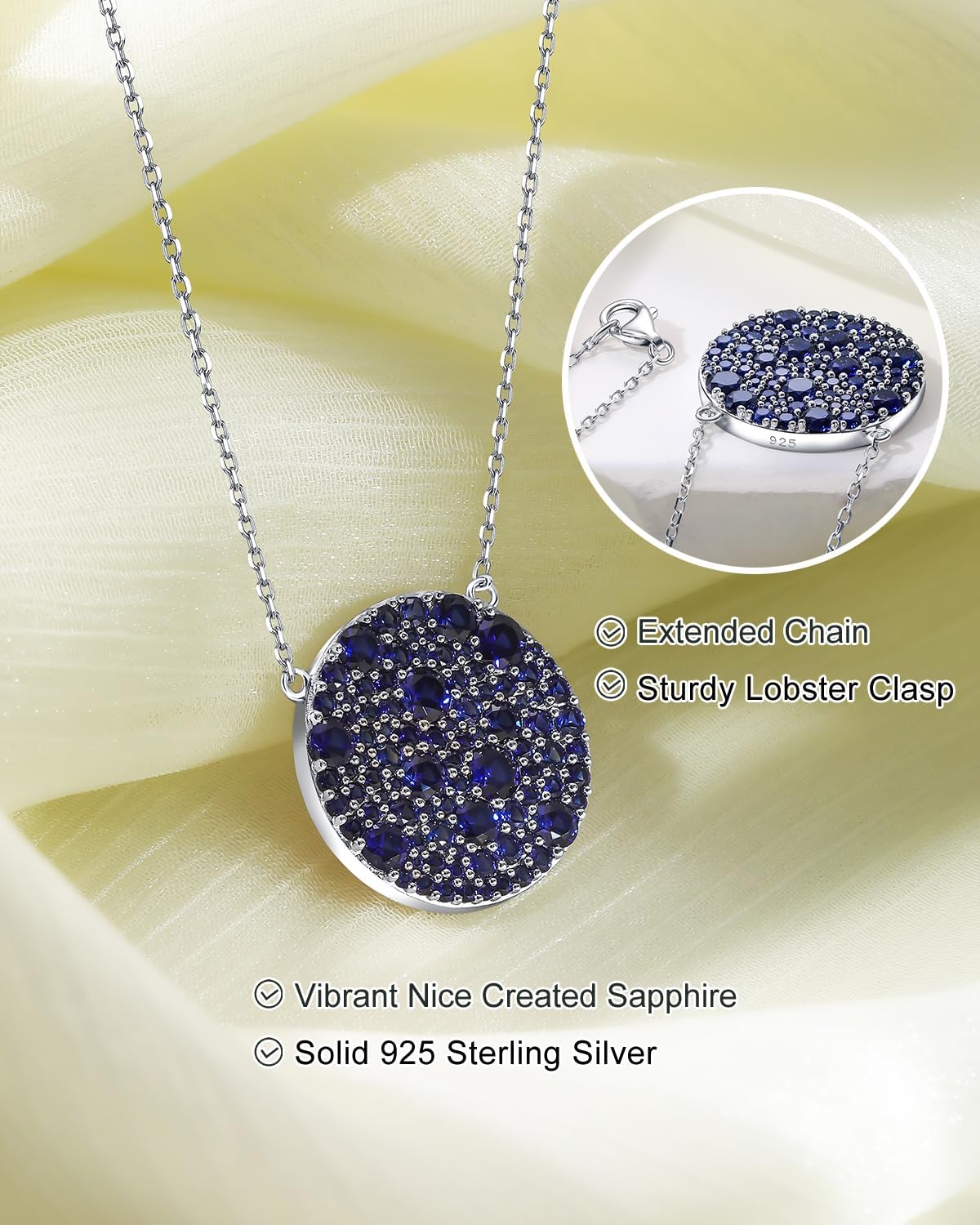14K Gold Plated Silver Pave Birthstone Pendant Necklace for Women