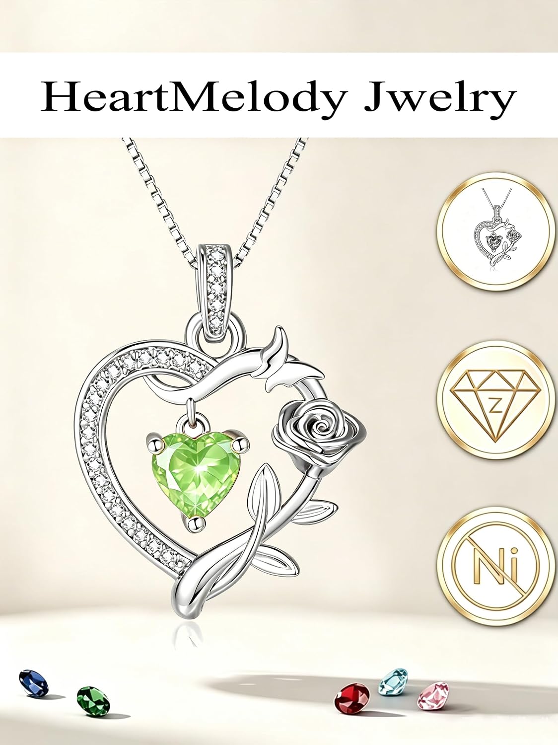HeartMelody Heart Necklaces for Women Gold,14k 18K White Gold Plated Dainty Rose Butterfly Necklace with Garnet Birthstone Pendant Necklace Everyday Jewelry Birthday Christmas Gifts for Women Mom Her