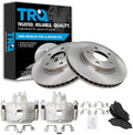 TRQ Front Brake Pad and Rotor Set Semi Metallic Vented Rotors Calipers Compatible with 2007-2012 Dodge Caliber