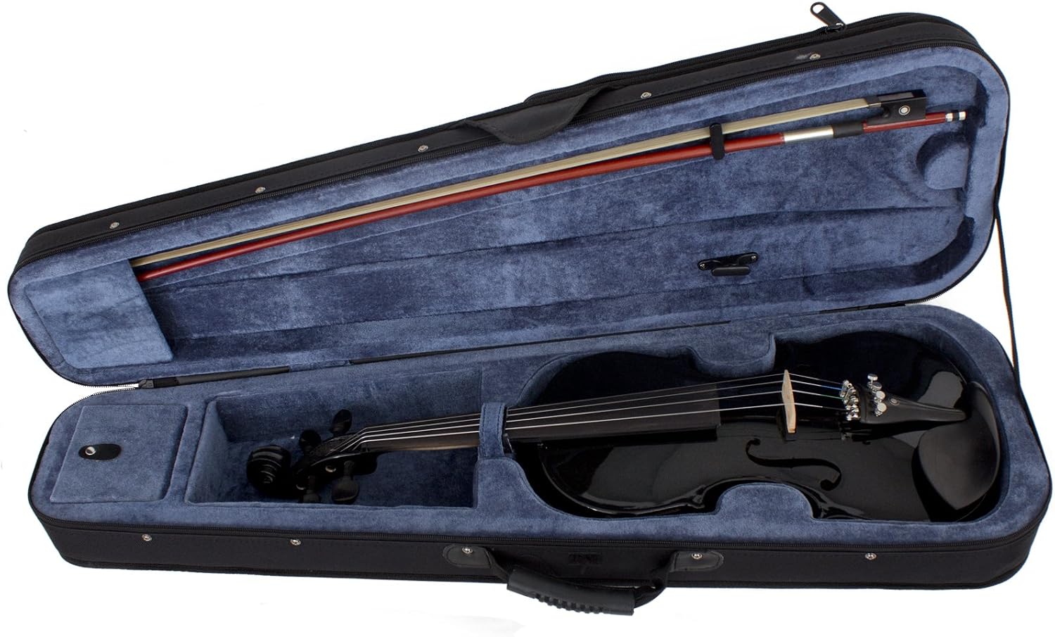 Cecilio 4/4 Full Size Acoustic & Electric Violin for Beginners & Professionals, Hand-Carved Solid Spruce Top, Ebony Fine Tuners, Full Set with Case, Bow, Rosin & AUX Cable (Metallic Black)