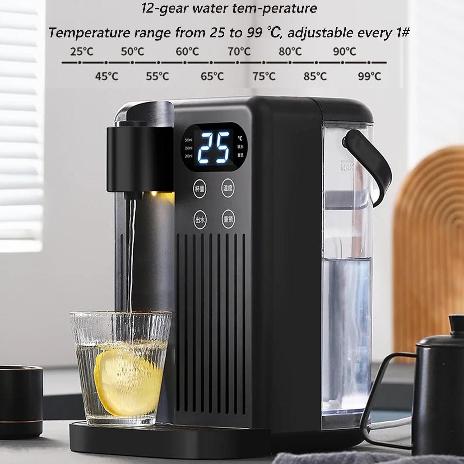 2000W Electric Instant Hot Water Dispenser, Energy Efficient Boiling Kettle with 3L Water Tank, 12 Gear Water Temperature and 8 Gear Water Volume Control, Quick(White)