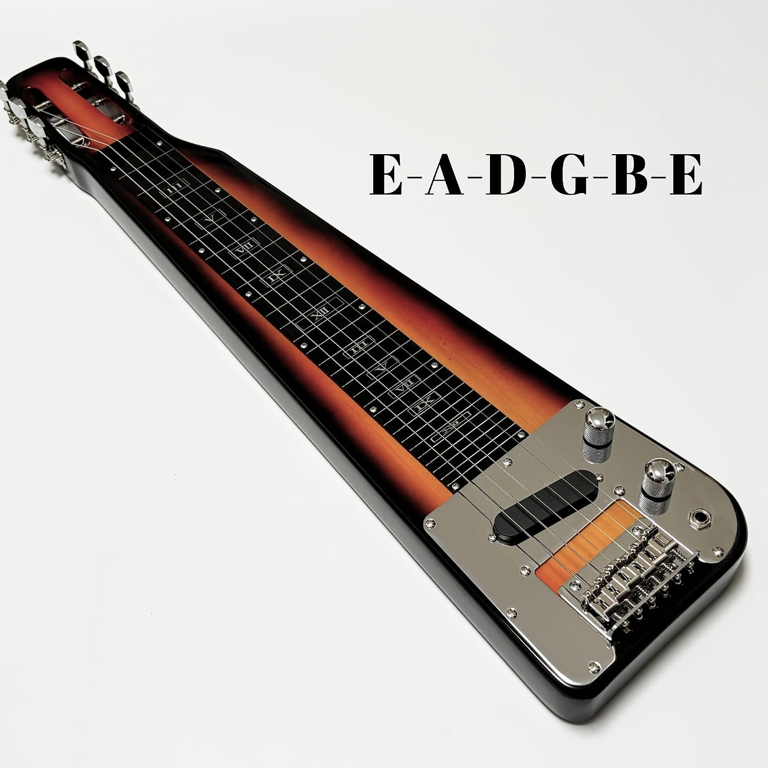 Lap Steel Guitar, Slide Steel Guitar Electric, 6 Strings Slotted Head Stock Guitars with Gig Bag & Slide Bar (Sunburst Color)