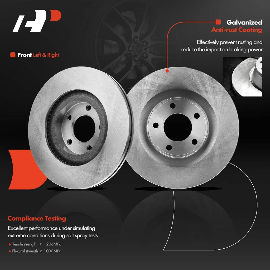 A-Premium Front Vented & Rear Solid Disc Brake Rotors + Ceramic Pads Kit Compatible with Select Ford and Lincoln Models - Edge, MKX 2011-2014, 12-PC Set