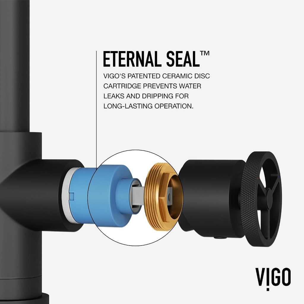 VIGO Cass Industrial 14 in. H Single Handle Kitchen Bar Faucet in Matte Black VG02040MB