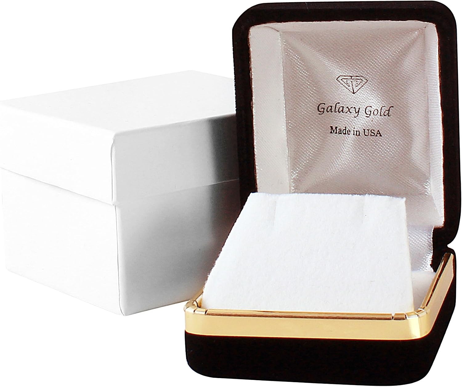 Galaxy Gold GG 14K Gold Open Heart with Genuine White Topaz Drop Pendant Necklace
