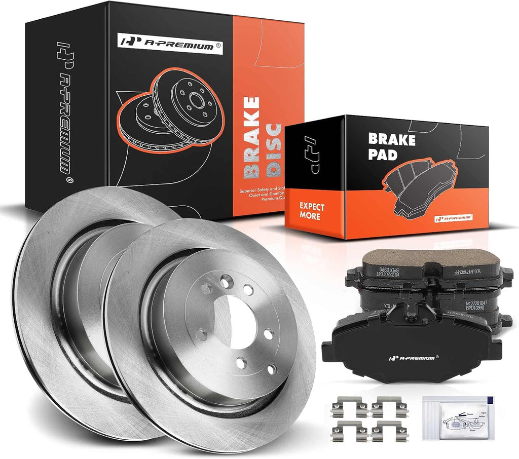 A-Premium 13.78 inch (350mm) Rear Vented Disc Brake Rotors + Ceramic Pads Kit Compatible with Select Land Rover Model - Range Rover Sport 2006-2013, LR4 2010-2016, LR3 2005-2009, 3.0L 4.0L, 6-PC Set