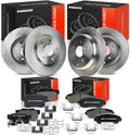 A-Premium Front Vented & Rear Solid Disc Brake Rotors + Ceramic Pads Kit Compatible with Select Acura and Honda Models - RDX 2010-2012, CR-V 2007-2016, 12-PC Set