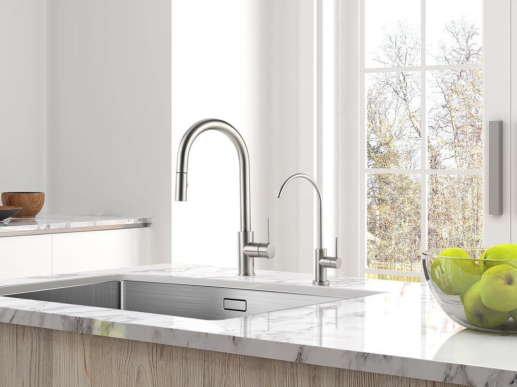 AguaStella AS60BN Brushed Nickel Kitchen Sink Faucet with Pull Down Sprayer Single Handle