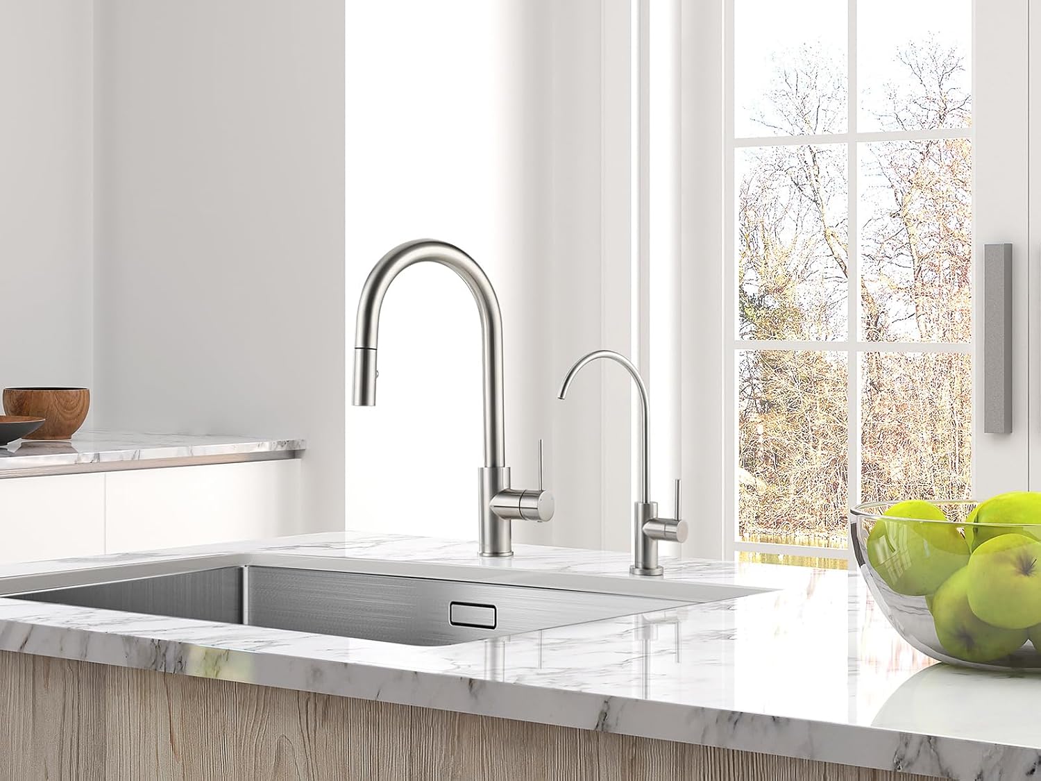AguaStella AS60BN Brushed Nickel Kitchen Sink Faucet with Pull Down Sprayer Single Handle