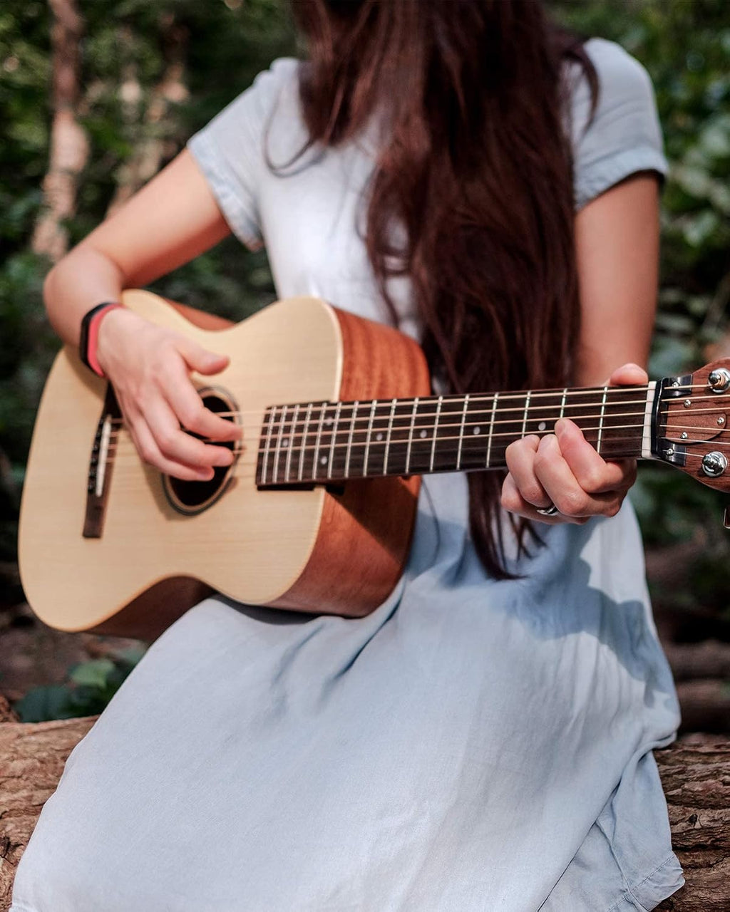 Journey Instruments Solid Sitka Collapsible Travel Guitar with Folding ABS Guitar Stand