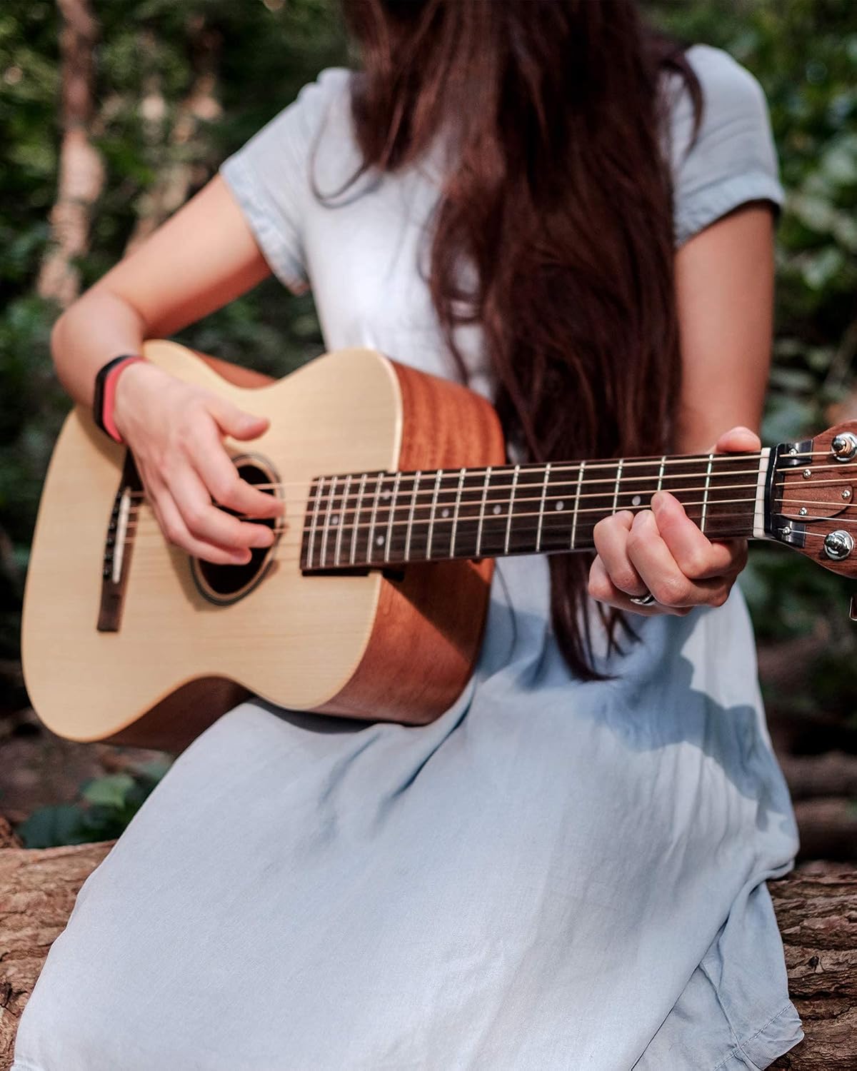 Journey Instruments Solid Sitka Collapsible Travel Guitar with Folding ABS Guitar Stand