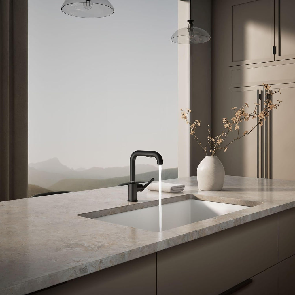KOHLER Purist Pull-out kitchen sink faucet with three-function sprayhead