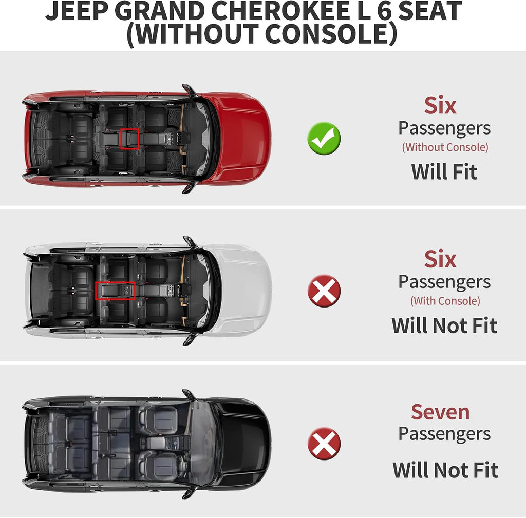 YITAMOTOR Floor Mats for Jeep Grand Cherokee L 2026-2021 (ONLY 6-Seater w/o Center Console), All Weather Custom Fit TPE Cargo Liner for 1-3 Rows and Trunk Full Car Mat Set Automotive Accessories Black