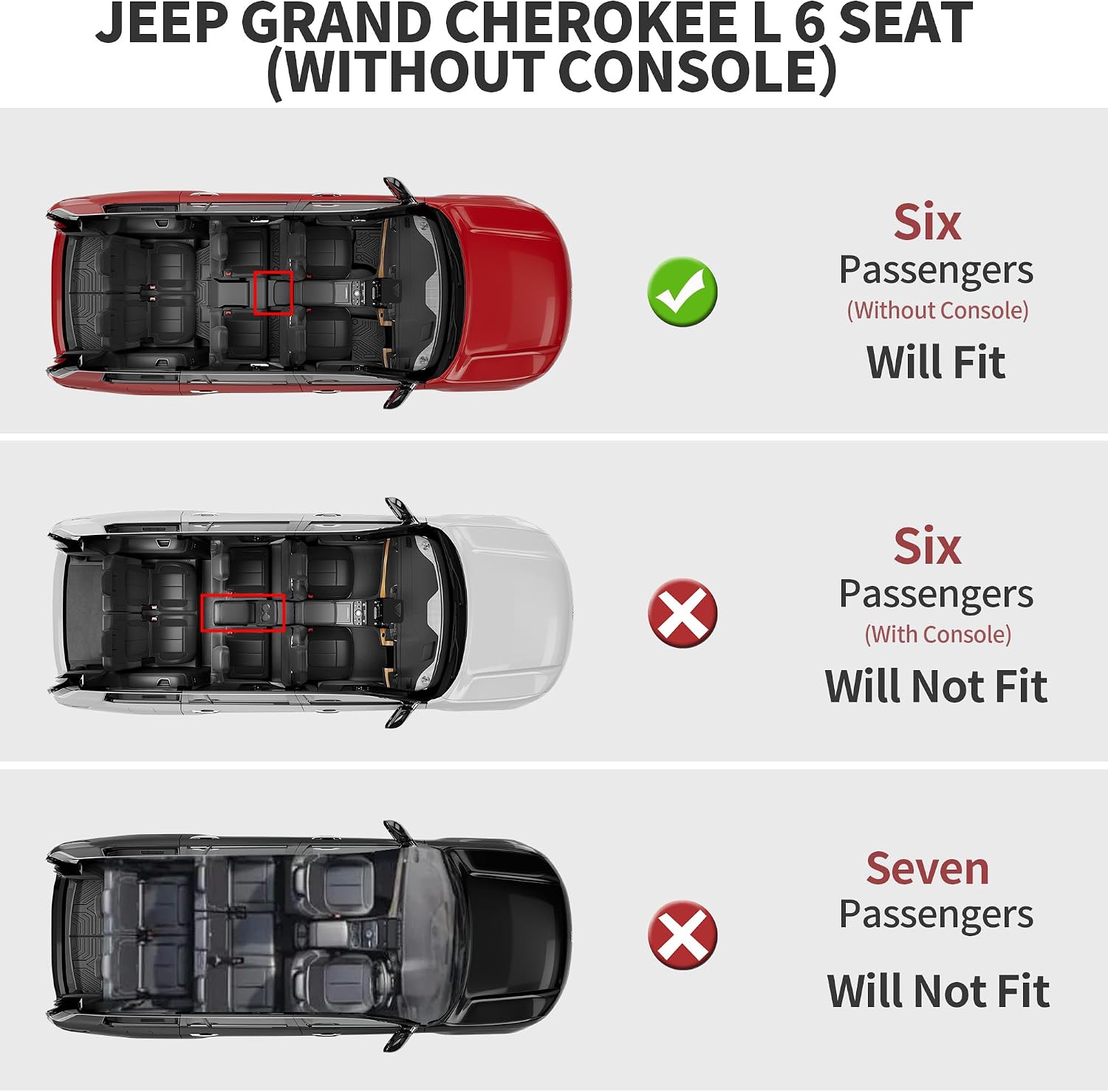 YITAMOTOR Floor Mats for Jeep Grand Cherokee L 2026-2021 (ONLY 6-Seater w/o Center Console), All Weather Custom Fit TPE Cargo Liner for 1-3 Rows and Trunk Full Car Mat Set Automotive Accessories Black