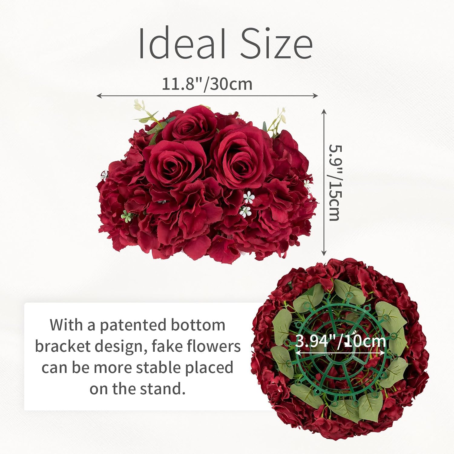 Red Roses Flowers Balls for Centerpieces: 10 PCS 11.8' Diam Flower Centerpieces for Tables in Wedding Reception Decorations Arrangement for Party Celebration Planners