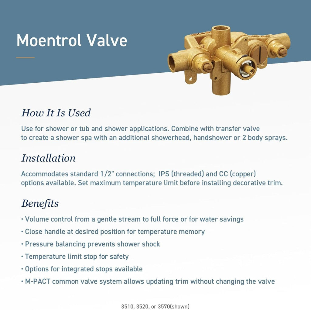 Moen Voss Matte Black 1-Handle Moentrol Valve Trim Kit, Valve Required, T3691BL