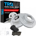 TRQ Performance Front Brake Pad and Rotor Set Ceramic G Coated Drilled Slotted Vented Rotors Compatible with 2016-2021 Lexus LX570 Land Cruiser 2008-2021 Sequoia 2007-2021 Tundra