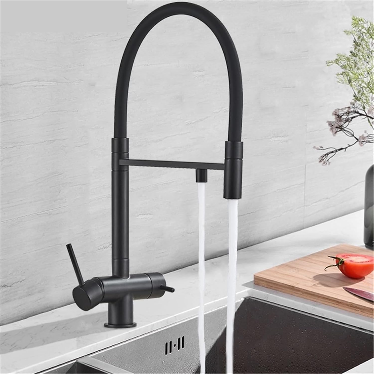 Filtered Kitchen Faucet Pull Out Spray Kitchen Purified 360 Rotation 3 Ways Sink Drink Water Faucet(Brushed Gold)