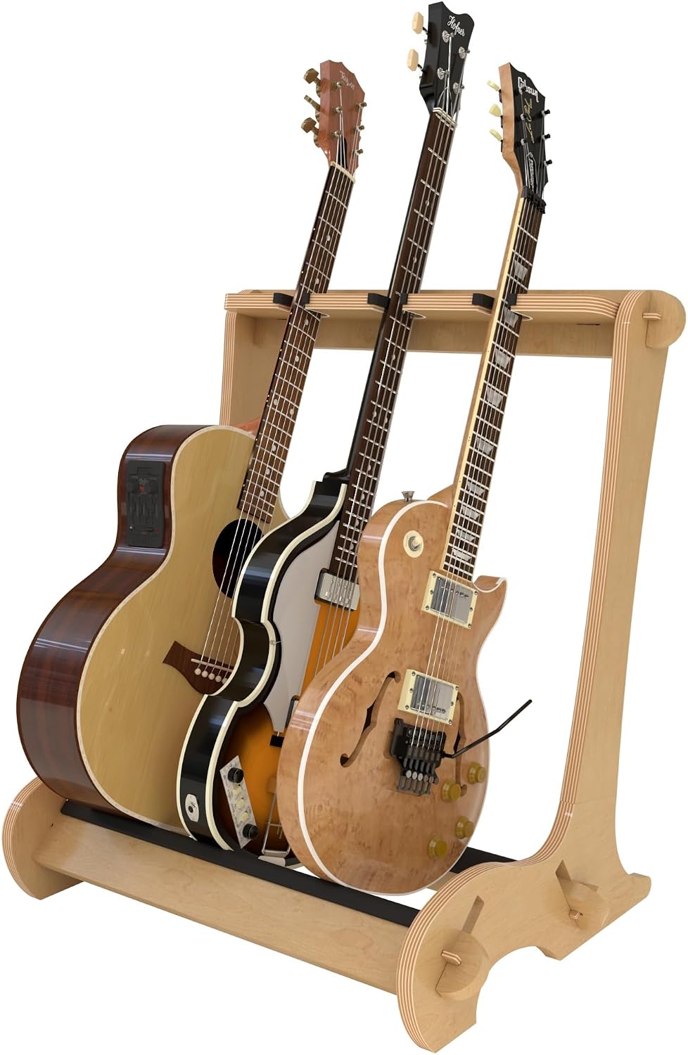 A&S Crafted Products Guitar Stand for 3 Acoustics or Electrics | The VersaRack | Solid Wood Rack | Made in U.S.A.