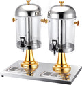 Drink dispensers for Parties, Beverage Machine, Buffet Stainless Steel Juice Bucket, Hot and Cold Drink Machine with Faucet, for Restaurant Hotel Bar(Gold,16L)