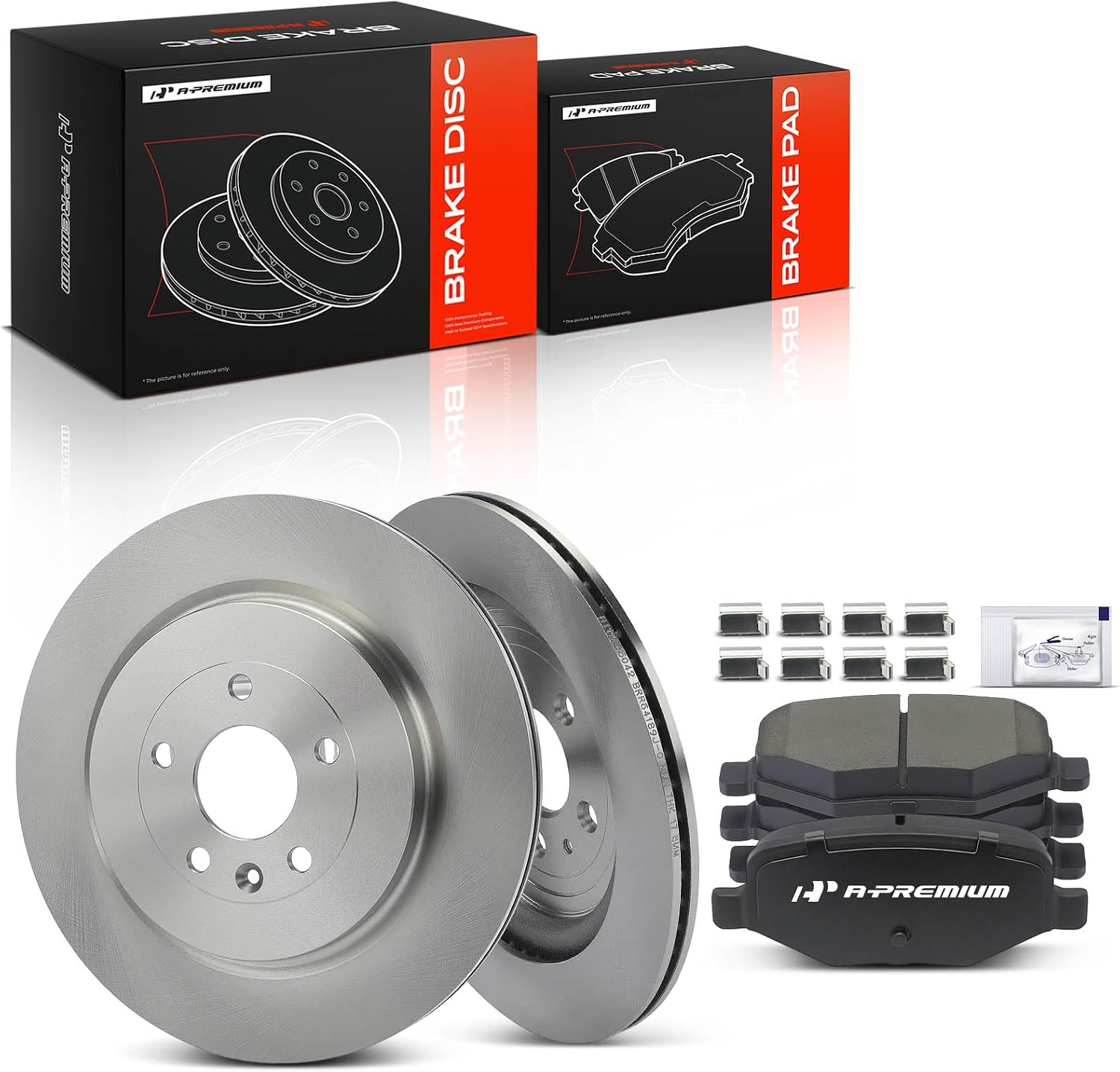 A-Premium 13.58 inch (345mm) Rear Vented Disc Brake Rotors + Ceramic Pads kit Compatible with Select Lincoln and Ford Models - MKS 2013-2016, MKT, Explorer/Flex 2015-2019, 6-PC Set