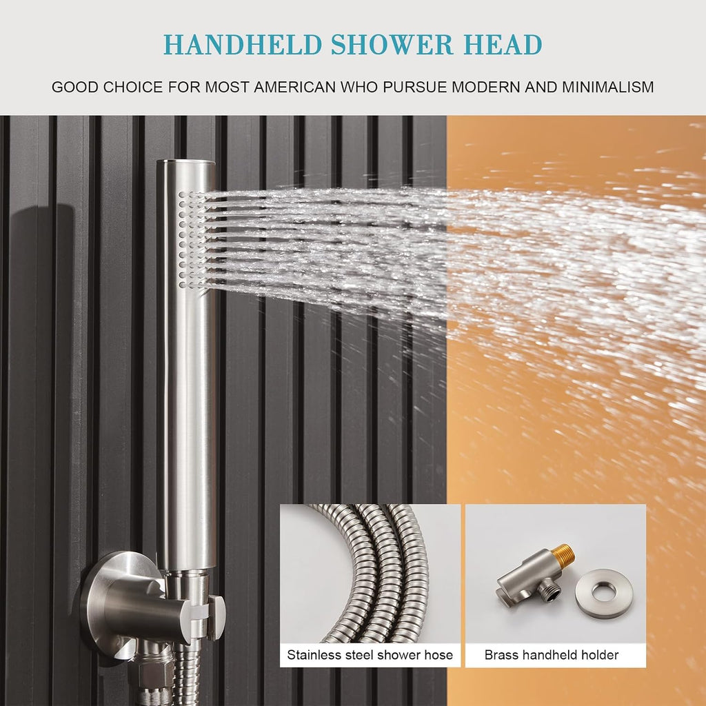 Shower System with Rain Shower and Handheld-10 Inch Rain Shower Head with Handheld Spray- Shower Faucet with Brass Valve for Bathroom (Brushed Nickel)