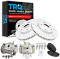 TRQ Performance Front Brake Pad and Rotor Set Ceramic Coated Drilled Slotted Rotors Calipers Compatible with 2010-2012 Lexus HS250h 2008-2015 Scion xB 2011-2017 Toyota RAV4 2012-2017 Prius V