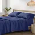 XOOX Linen 100% Egyptian Cotton Sheets King Size - 1200 Thread Count King Size Sheets Set Egyptian Cotton, 4 PC Luxury Bedsheet (Navy Blue), Soft, Cooling, 17' Deep Pocket Sateen Weave Bedsheet Set