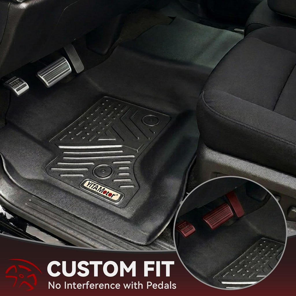 YITAMOTOR Floor Mats for 2014-2018 Silverado/Sierra 1500, 2015-2019 2500HD 3500HD, Crew Cab w/Bench Seat Carpet Floor, Custom Fit All Weather TPE Rubber Liners, Chevy Silverado GMC Sierra Accessories