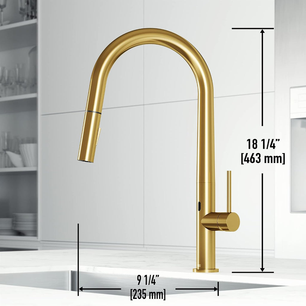 VIGO Greenwich Single-Handle Pull-Down Sprayer Kitchen Faucet with Touchless Sensor in Matte Brushed Gold VG02029MGS
