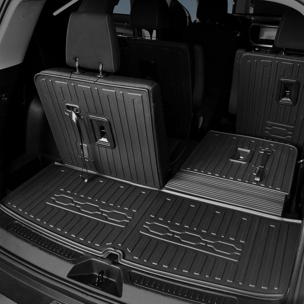 Floor Mats for 2017-2023 GMC Acadia 6 Passenger Captain Chairs All Weather Cargo Mat with Backrest Mat for 2023 GMC Acadia Denali Accessories
