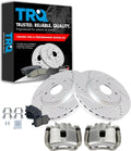 TRQ Performance Front Brake Pad and Rotor Set Ceramic Vented Coated Rotors Calipers Compatible with 2007-2008 Pontiac G5