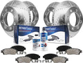 Detroit Axle - Brake Kit for 2012-2022 Ford F-250 Super Duty 2013-2022 F-350 Super Duty, Drilled and Slotted Disc Brake Rotors Ceramic Brakes Pads w/Hardware Replacement: 14.29 inch Front and Rear