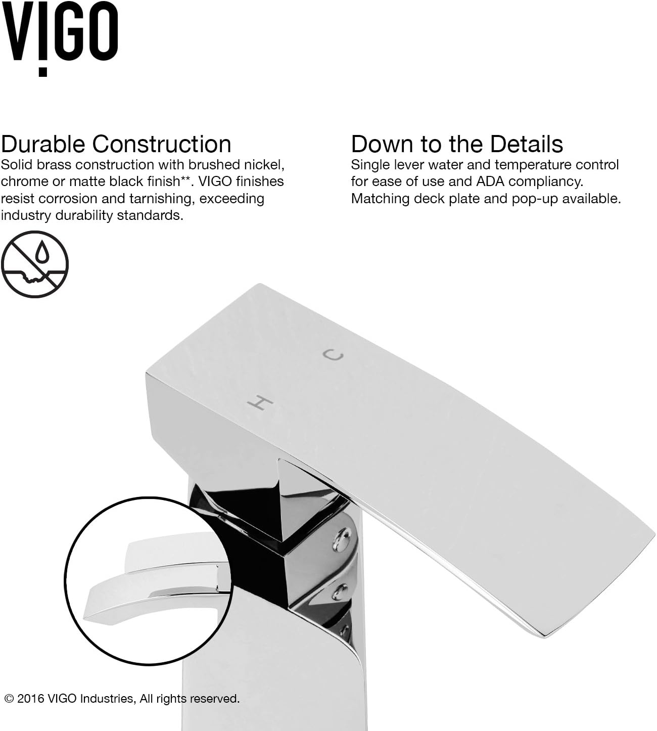 VIGO Satro Waterfall Single-Handle Single-Hole Mount Bathroom Sink Faucet, 7-Inch, Chrome, Modern Design, Solid Brass, 1.2 GPM WaterSense & Ceramic Disc Valve, Corrosion-Resistant