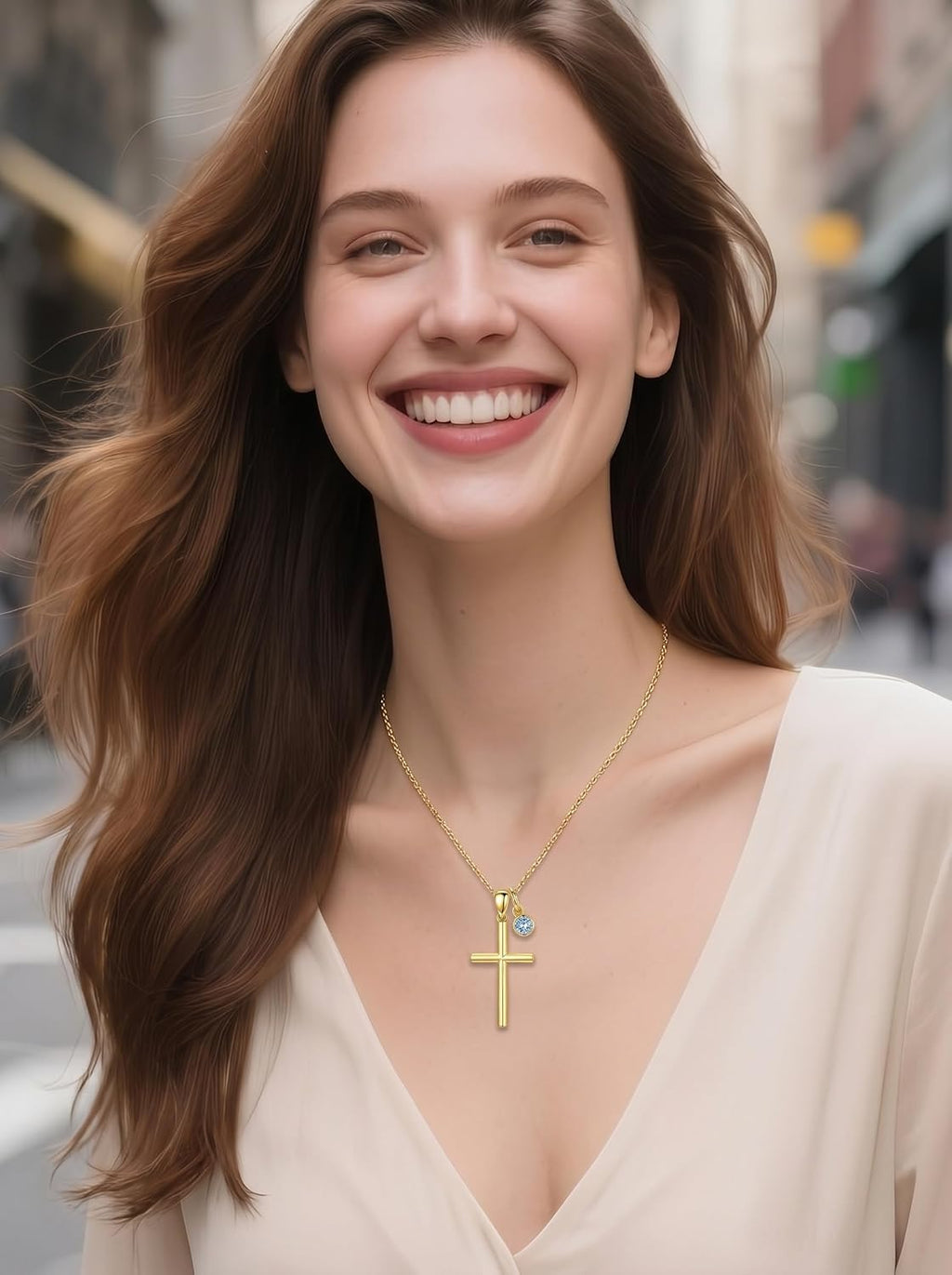 18K Gold Cross Pendant for Women Gold Cross Necklace 18K Gold Jewelry Religious Gift