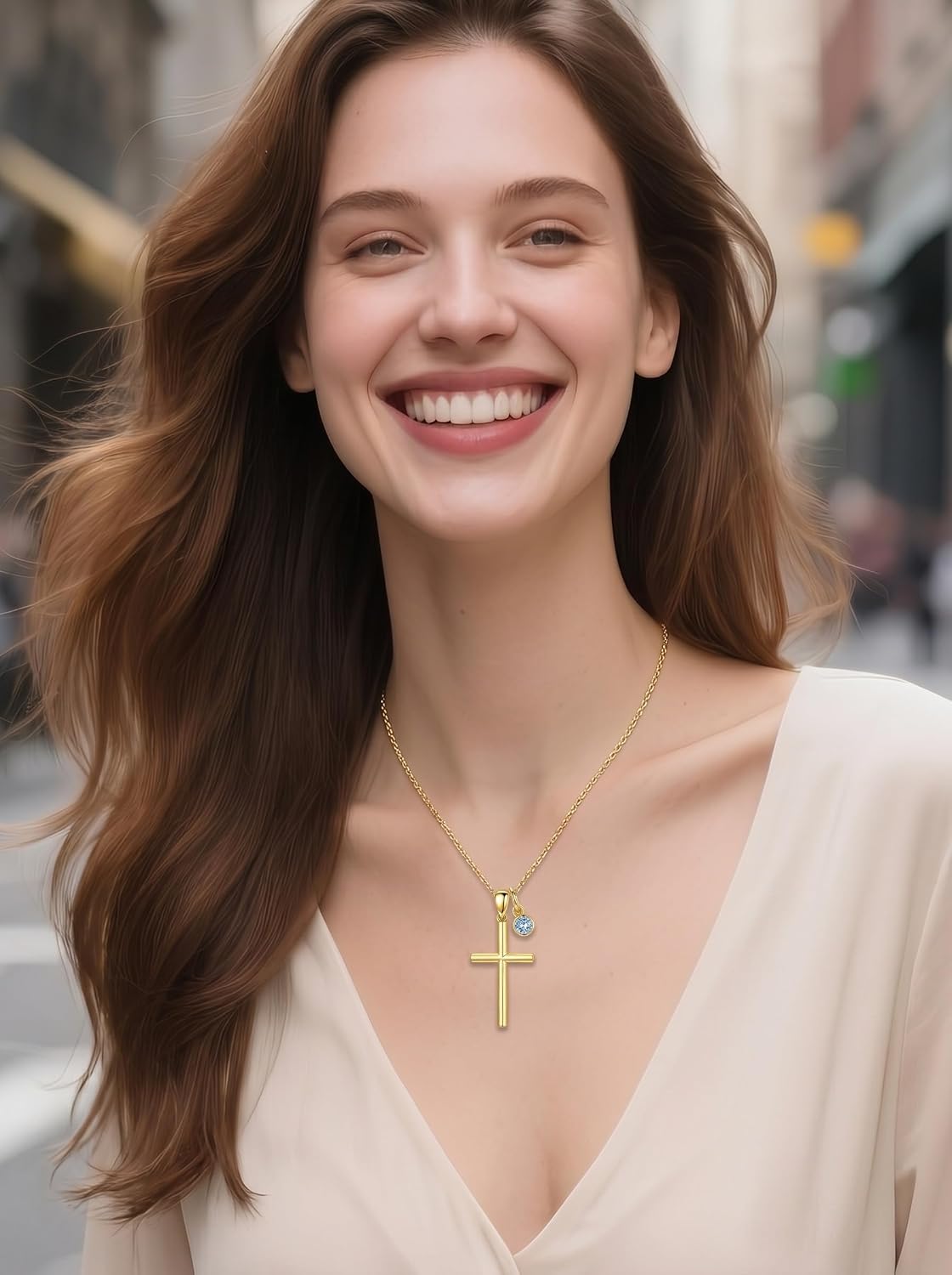 18K Gold Cross Pendant for Women Gold Cross Necklace 18K Gold Jewelry Religious Gift