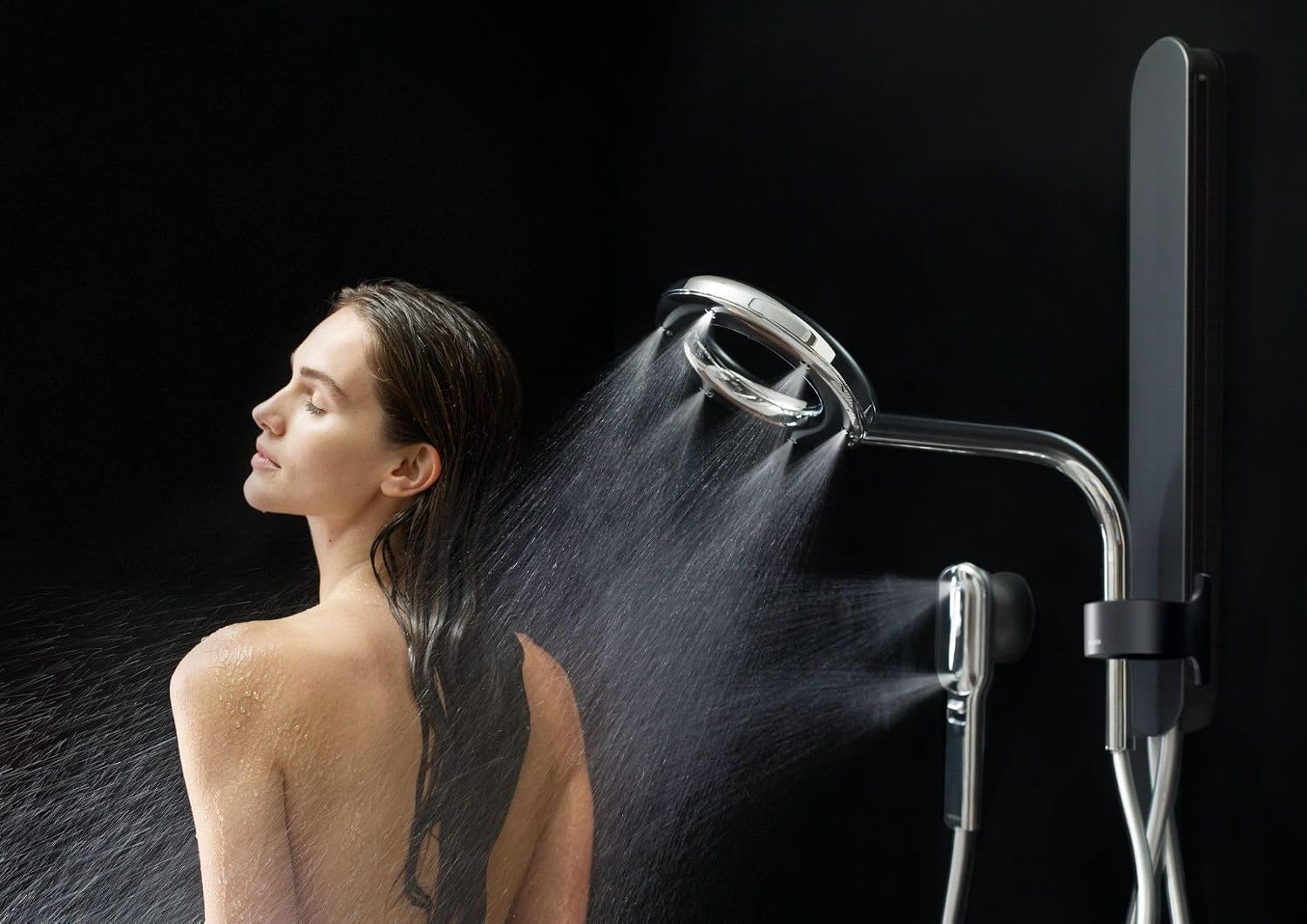 Moen N207C0BLC Spa Shower including Rainshower, Handshower and Magnetic Dock, Matte Black/Chrome
