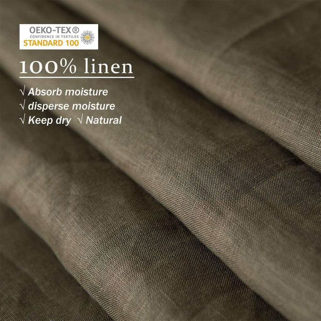 XZ XIFA 100% Natural French Flax Linen Duvet Cover King, Olive Green Cooling Duvet Cover Set, Soft,Textured,Lightweight,Fluffy Linen Bedding Cover Set for Hot Sleepers(1Duvet Cover,2Pillowcases)