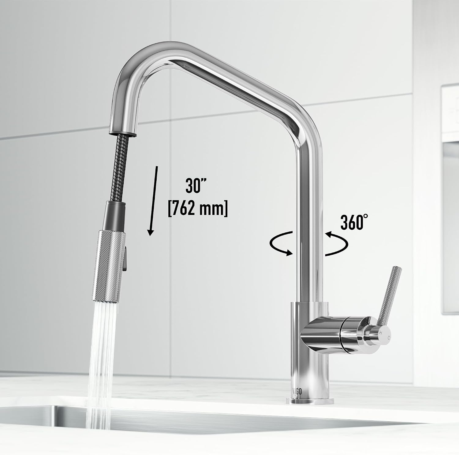 VIGO Utopia 15'' H Single Handle Pull-Down Sprayer Kitchen Bar Faucet in Chrome-VG02038CH