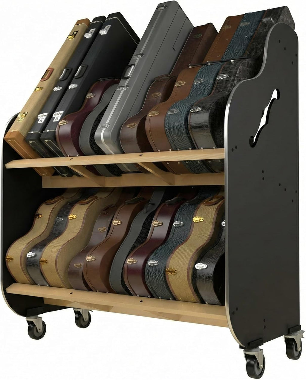 A&S Crafted Products Double-Stack Electric Guitar Case Rack - The Session-Pro | 2-Tier Storage | Made in U.S.A.