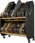 A&S Crafted Products Double-Stack Electric Guitar Case Rack - The Session-Pro | 2-Tier Storage | Made in U.S.A.