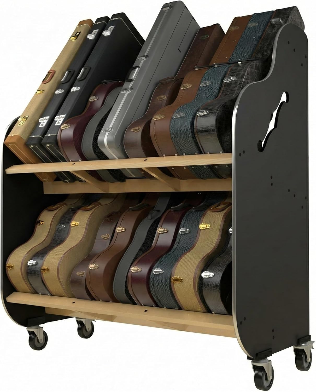 A&S Crafted Products Double-Stack Electric Guitar Case Rack - The Session-Pro | 2-Tier Storage | Made in U.S.A.