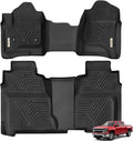 YITAMOTOR Floor Mats for 2014-2018 Silverado/Sierra 1500, 2015-2019 2500HD 3500HD, Crew Cab w/Bench Seat Carpet Floor, Custom Fit All Weather TPE Rubber Liners, Chevy Silverado GMC Sierra Accessories
