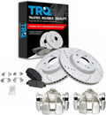 TRQ Performance Front Brake Pad and Rotor Set Ceramic Vented Coated Drilled Slotted Rotors Calipers Compatible with 2013-2022 Honda Accord 2016-2022 HR-V