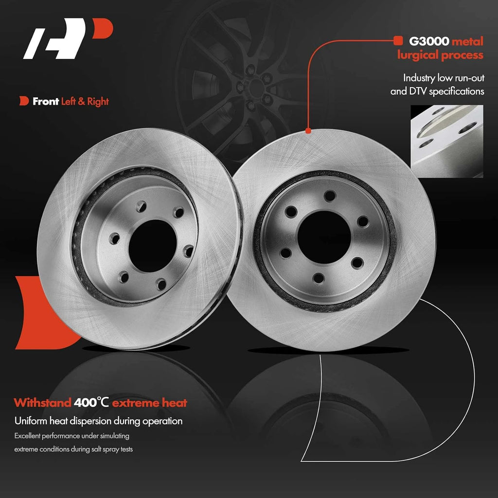 A-Premium 11.30 inch (287mm) Front Vented Disc Brake Rotors + Ceramic Pads Kit Compatible with Select Dodge Models - Dakota 1999, Durango 1998-1999, 6-PC Set