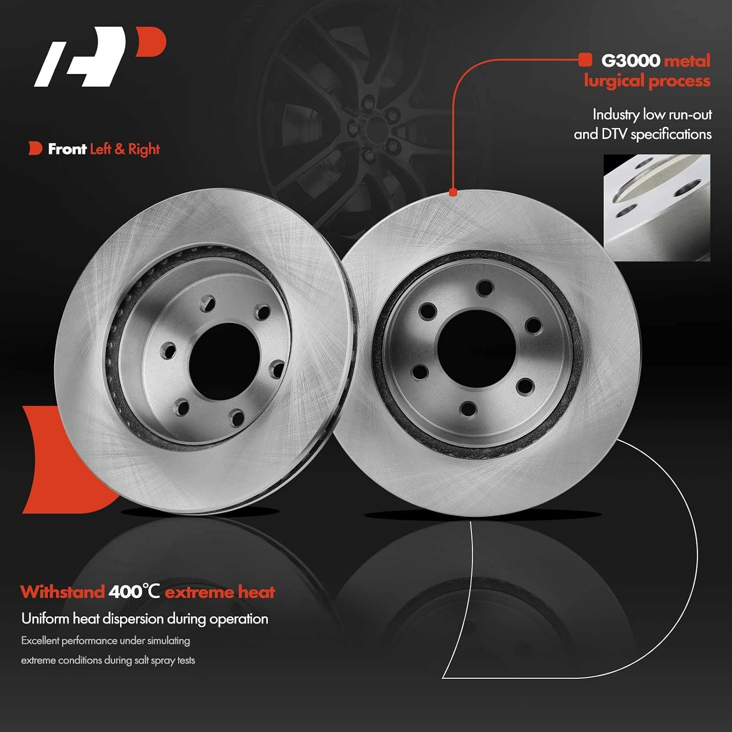 A-Premium 11.30 inch (287mm) Front Vented Disc Brake Rotors + Ceramic Pads Kit Compatible with Select Dodge Models - Dakota 1999, Durango 1998-1999, 6-PC Set