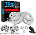 TRQ Performance Front Brake Pad and Rotor Set Ceramic Vented Coated Rotors Calipers Compatible with 2012-2018 Nissan Versa 2014-2018 Versa Note